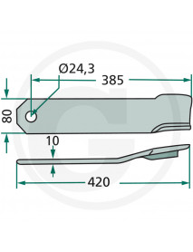 GRANIT Mulčovací nôž pravý, typ HK 2000, HKP 3000, HKN 950
